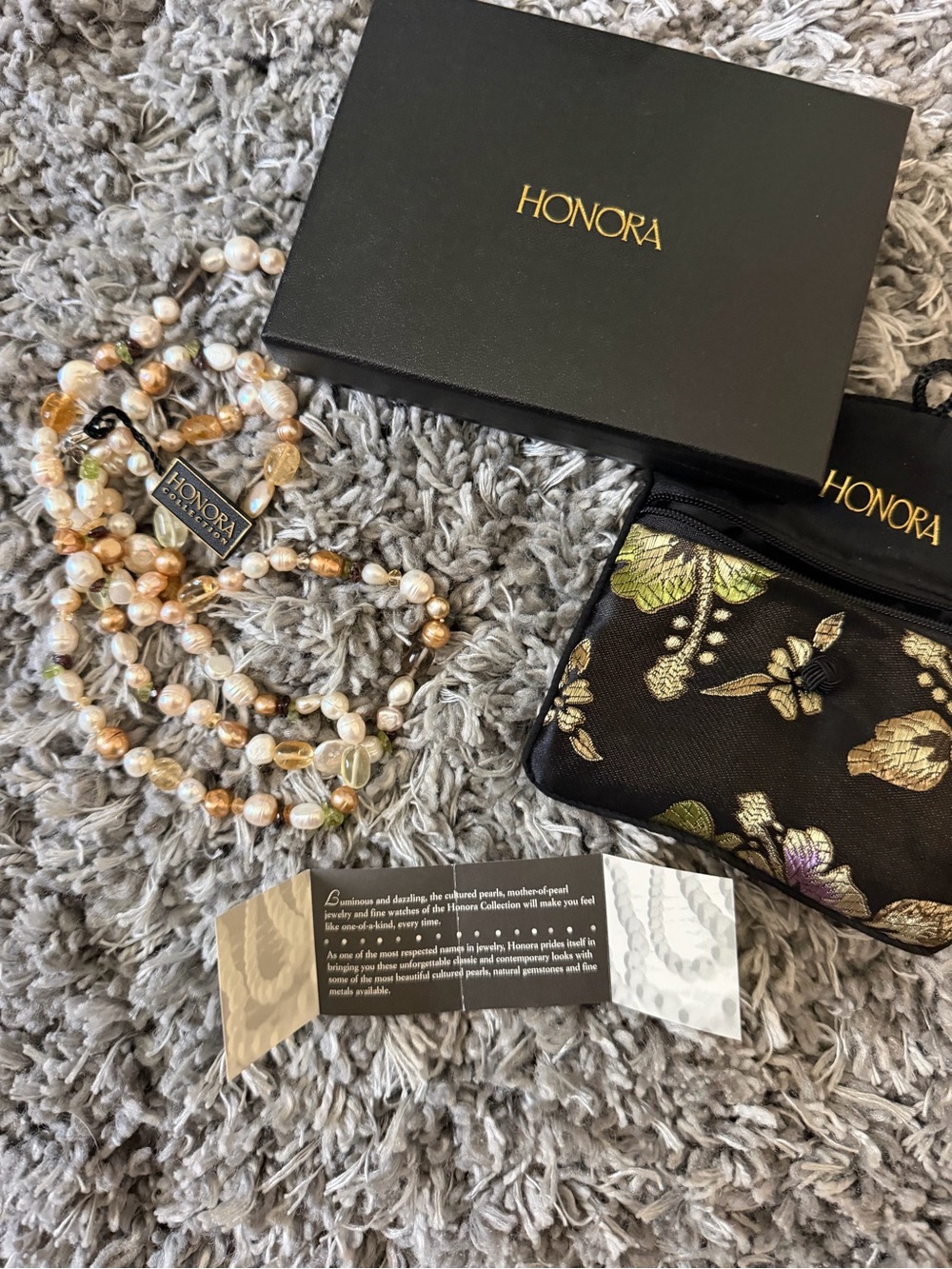 Honora Pearl and Gold Tone Bead Long Necklace - Picture 3 of 6